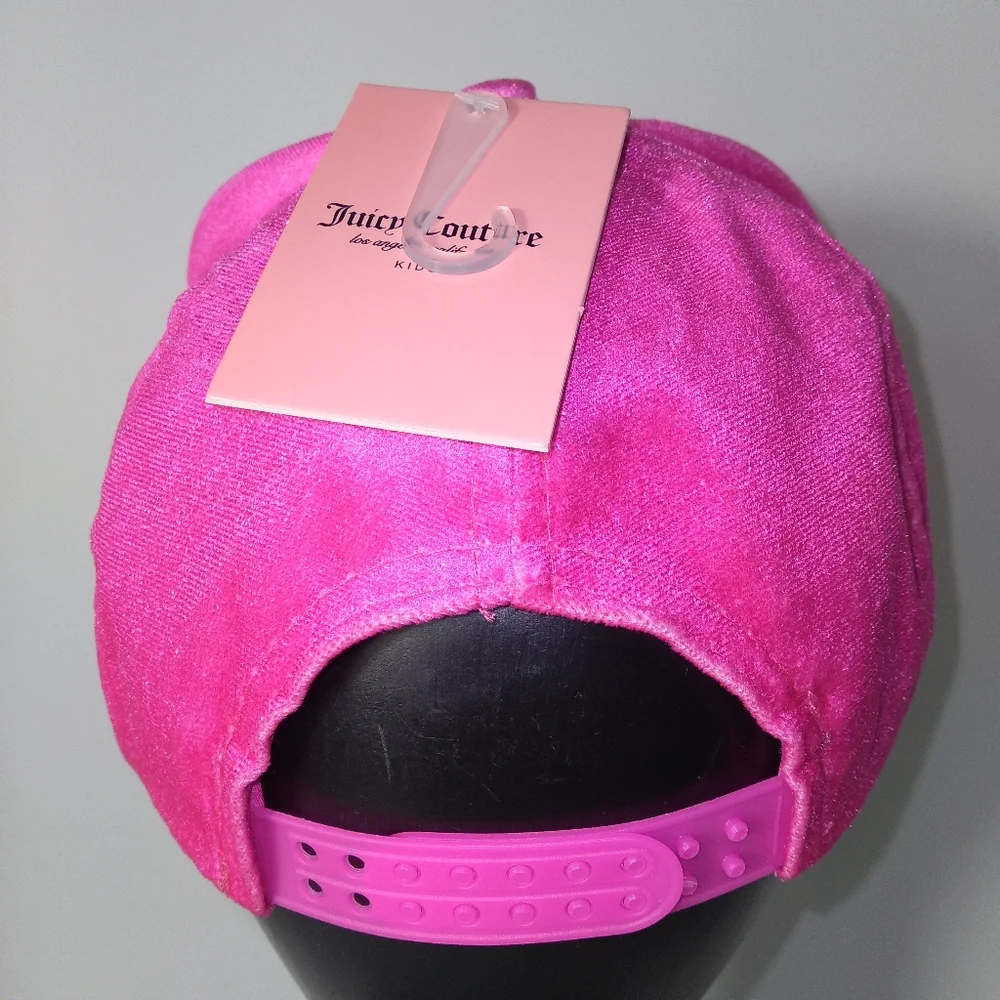 Juicy Couture Kids Rhinestone Hot Pink Faux Suede Cap